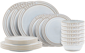 Cosy & Trendy Serviesset Bistro Vintage White 18-delig / 6 personen - 6 dinerborden, 6 ontbijtborden & 6 kommen