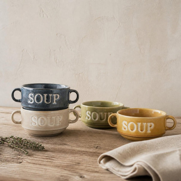 Cosy & Trendy Suppeskåle / Skåle Soup Multicolor ø 12 cm / 450 ml - 4 stk.