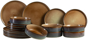 Cosy & Trendy Serviesset Quintana Amber 18-delig / 6 personer - 6 dinerborde, 6 dybe bunde og 6 morgenborde