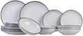 Cosy & Trendy Serviesset Speckle - Hvid 18-delig / 6 personer - 6 middagstallerkener, 6 dybe tallerkener og 6 morgenmadstallerkener