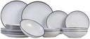 Cosy & Trendy Serviesset Speckle - Hvid 18-delig / 6 personer - 6 middagstallerkener, 6 dybe tallerkener og 6 morgenmadstallerkener