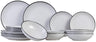 Cosy & Trendy Serviesset Speckle - Hvid 18-delig / 6 personer - 6 middagstallerkener, 6 dybe tallerkener og 6 morgenmadstallerkener