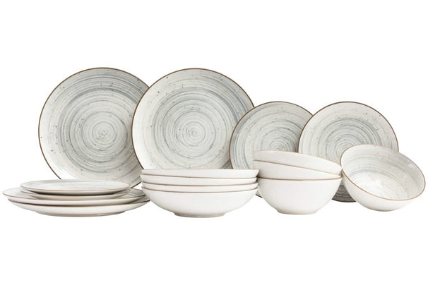 Cosy & Trendy Serviesset Sintra Dusty Blue 16-delig / 4 personer - 4 dinerborden, 4 ontbijtborden, 4 diepe borden og 4 skåle