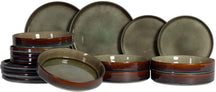 Cosy & Trendy Serviesset Quintana Green 18-delig / 6 personer - 6 dinerborde, 6 dybe bunde og 6 morgenbunde
