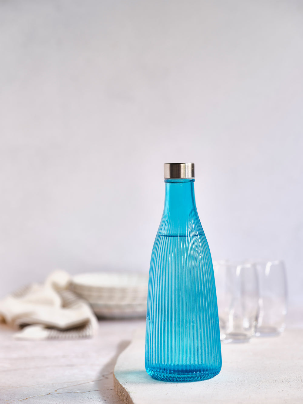 Cosy & Trendy Karaf / Vandkaraf Atla - med RVS Prop - Glas - Azure Blue - 1 liter