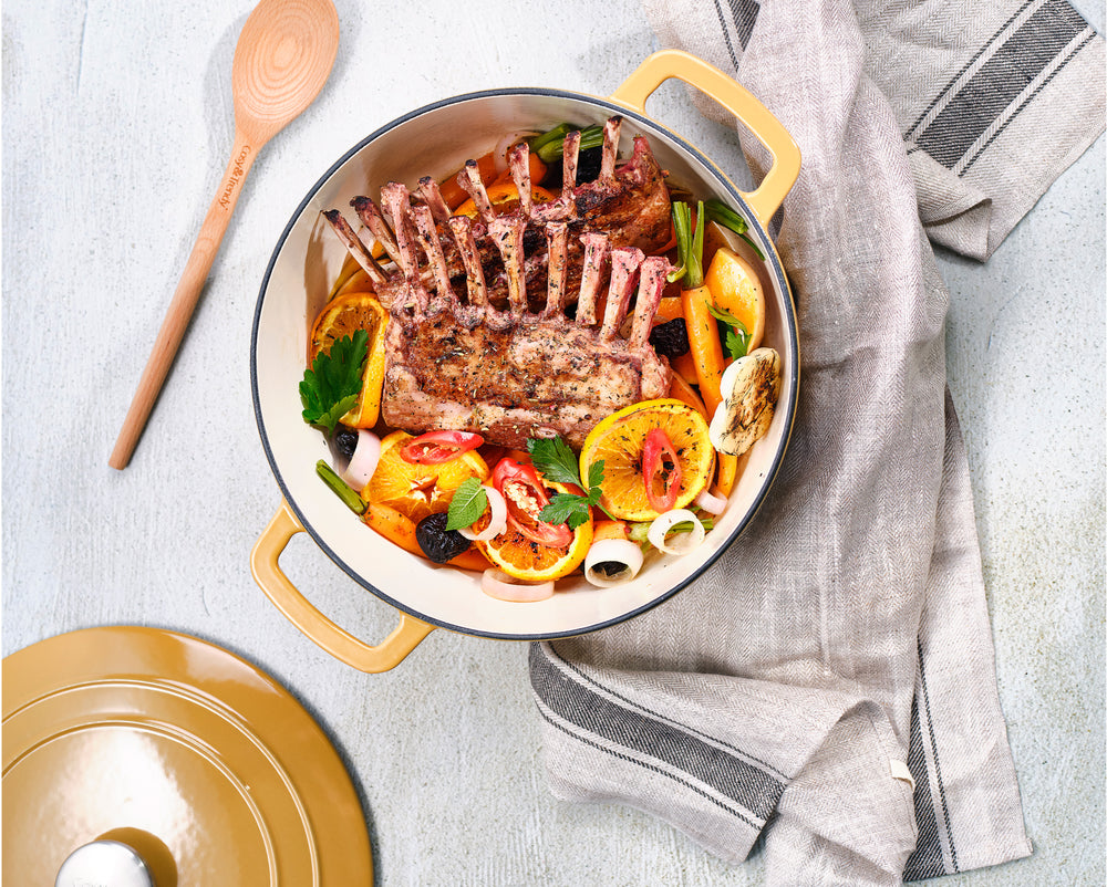 Cosy & Trendy Braadpan med deksel Fontestic Gietijzer Amber Gold Ø 28 cm / 6.8 Liter - emaljeret non-stick belægning