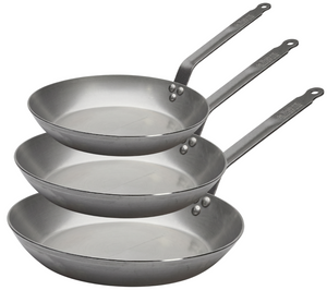 De Buyer Koekenpannenset Lyonnaise Carbone Plus 3-delig - Plaatstaal - ø 20, 24 & 28 cm - zonder anti-aanbaklaag