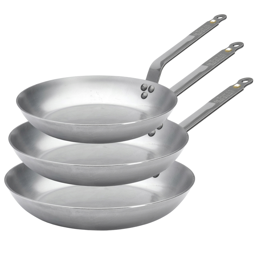 De Buyer Koekenpannenset Mineral B Element 3-delig - ø 20, 24 & 28 cm - zonder anti-aanbaklaag