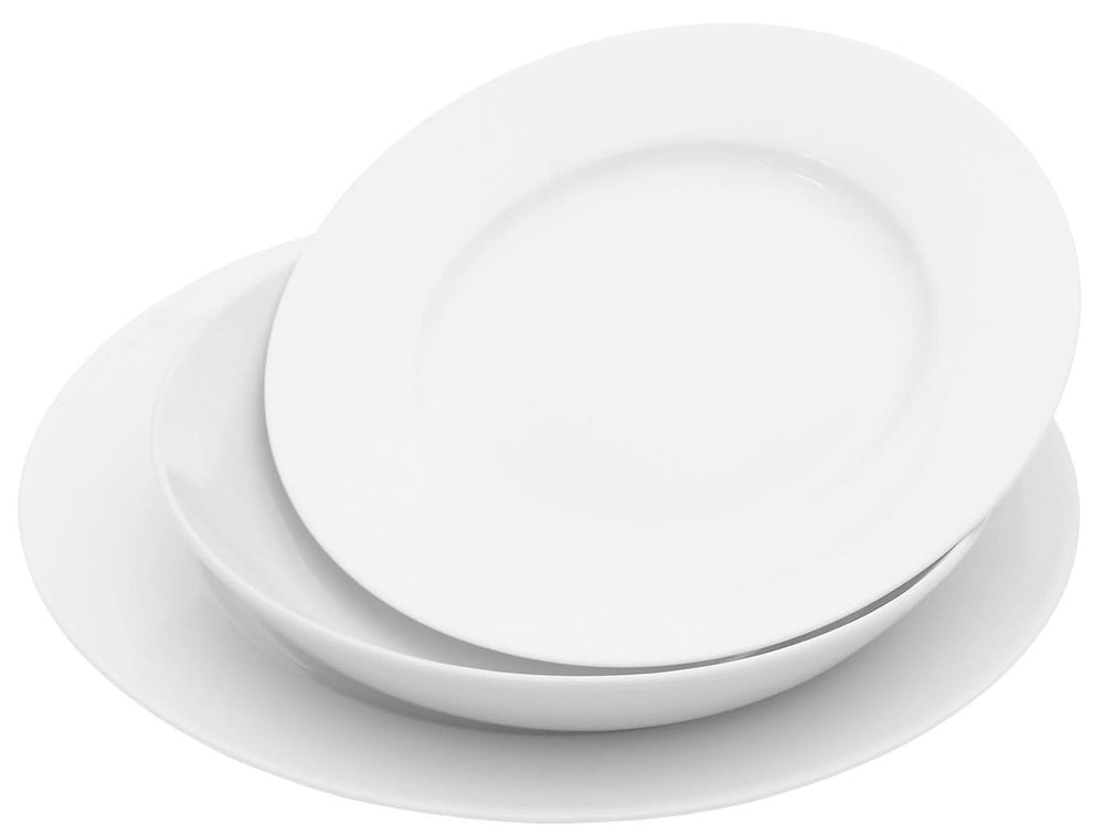 Studio Tavola Serviesset Hvid 18-delt / 6 personer - 6 middagstallerkener, 6 dybe tallerkener og 6 morgenmadstallerkener