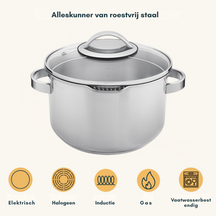 Sola Pannenset Diamond 4-Delig RVS - Downdraft egnet - Kogepande ø 16, 18, 20 cm & Stegepande ø 16 cm - egnet til alle varmekilder