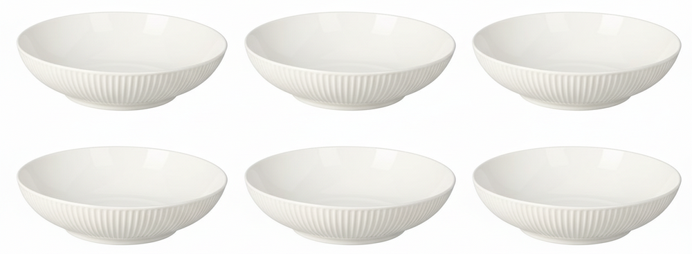 Cookinglife Dybe tallerkener / Pastatallerkener Siaki New Bone - Porcelæn ø 20 cm - 6 Styk