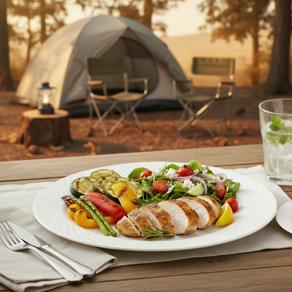 Cookinglife Serviesset CampVibe - Kunststof 12-delig / 4 personer - 4 dinerborden, 4 ontbijtborden og 4 skåle