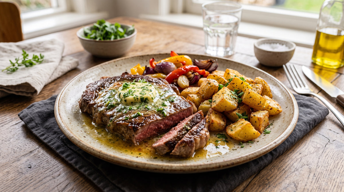 En klassisk steak, som du lige så godt kan servere derhjemme som på en restaurant.
