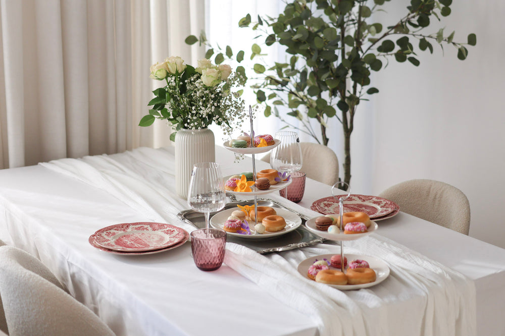 Cookinglife Etagère Porcelæn 2-lags ø 17 & 21 cm - Serveringstårn til Snacks og Desserter
