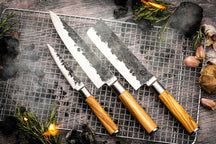 Forged Messenset Olive - 3 - delig - Koksmes, Hakmes og Universelt mes