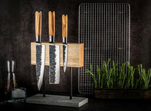 Forged Messenset Olive - 3 - delig - Koksmes, Hakmes og Universelt mes