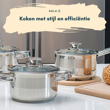 Sola Pannenset Furore 4-Delig RVS Kookpan ø 16, 18, 20 cm & Steelpan ø 16 cm - egnet til alle varmekilder