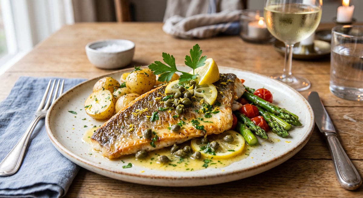 Sprødt skind, saftigt fiskekød og en frisk smørsauce. Så enkelt kan fisk være.