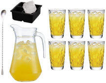 Gele Peter Set - Karaf 1.6 L met 6 Longdrinkglazen 470 ml, Cocktaillepel & IJsblokjesvorm