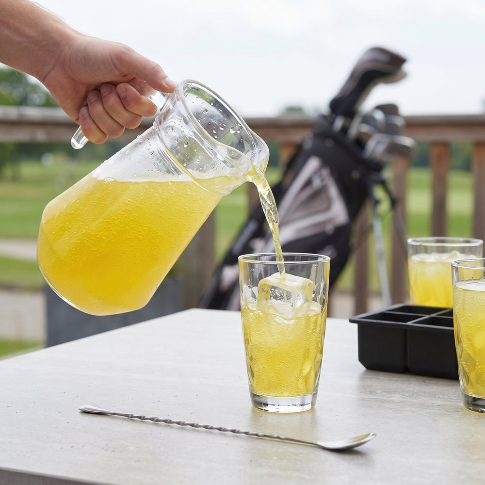 Gele Peter Set - Karaf 1.6 L met 6 Longdrinkglazen 470 ml, Cocktaillepel & IJsblokjesvorm