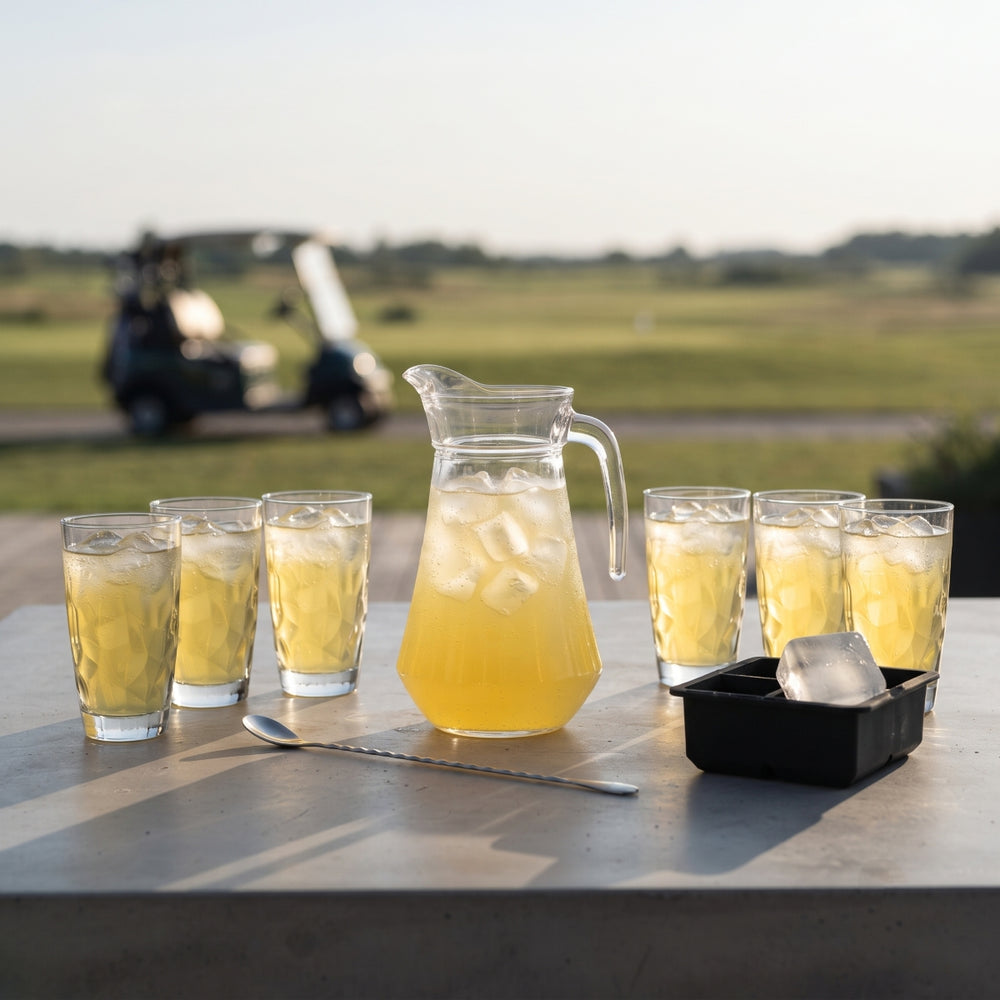 Gele Peter Set - Karaf 1.6 L met 6 Longdrinkglazen 470 ml, Cocktaillepel & IJsblokjesvorm