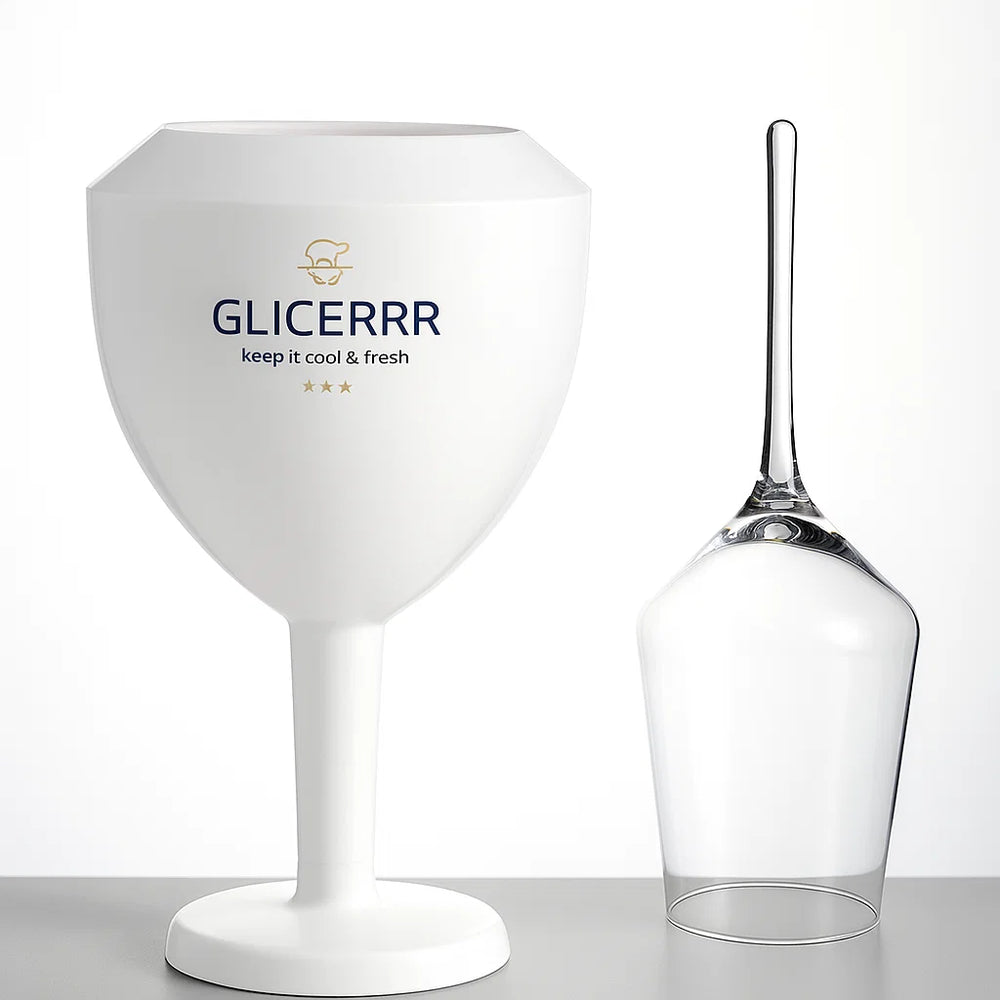 GLICERRR Vinglas køler og holder sæt + glas - 2 stykker