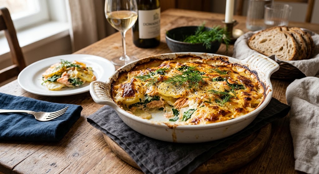 Romige aardappelgratin met een luxe twist uit de oven