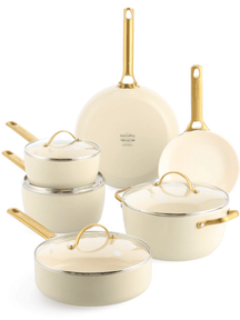 GreenPan Pannenset Padova Reserve Cream White 6-delig - Keramiske non-stick belægning - Kogepande ø 24 cm, Kasserolle ø 18, 20 cm, Stegepande ø 20, 28 cm & Gryde ø 24 cm