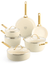 GreenPan Pannenset Padova Reserve Cream White 6-delig - Keramiske non-stick belægning - Kogepande ø 24 cm, Kasserolle ø 18, 20 cm, Stegepande ø 20, 28 cm & Gryde ø 24 cm