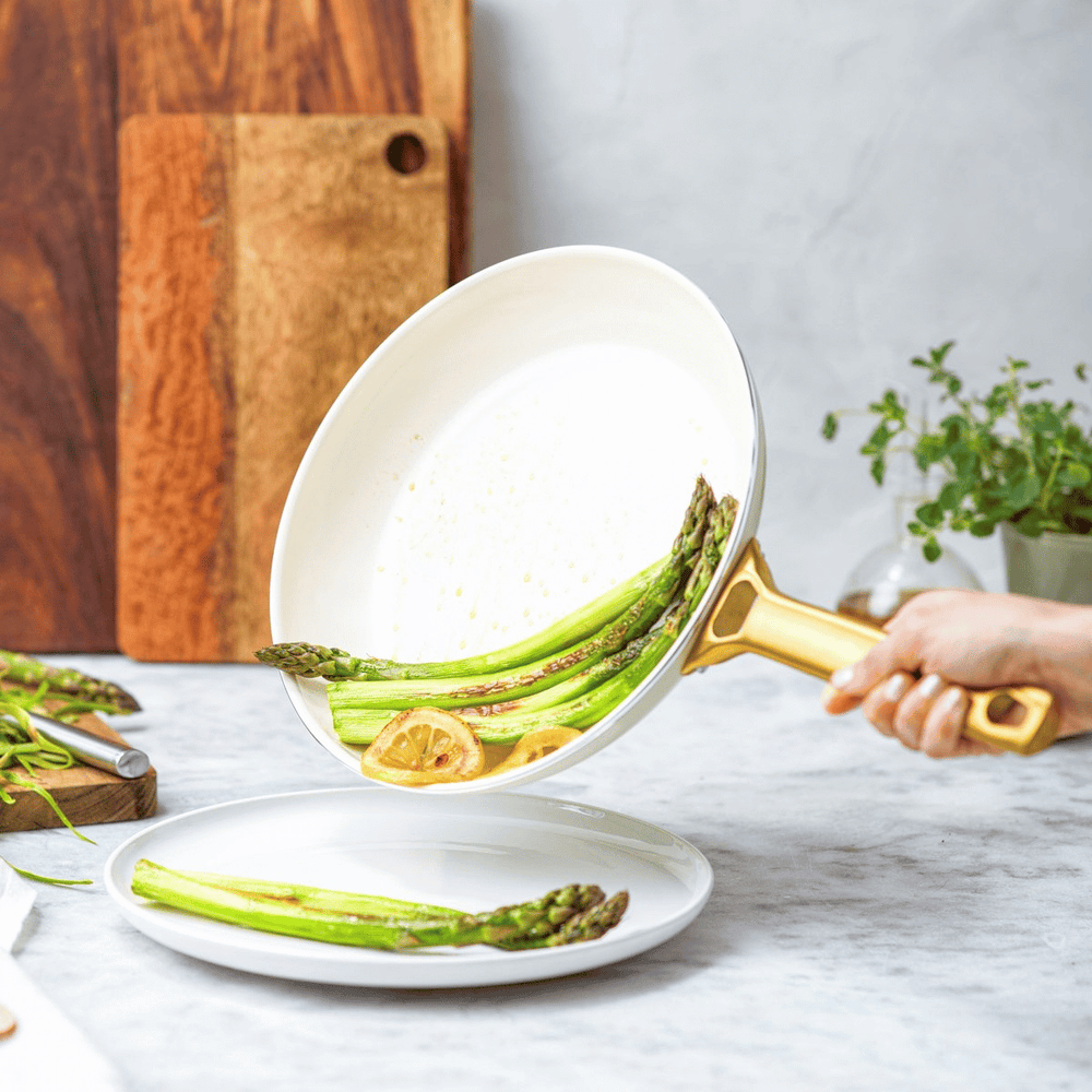 GreenPan Pannenset Padova Reserve Cream White 6-delig - Keramiske non-stick belægning - Kogepande ø 24 cm, Kasserolle ø 18, 20 cm, Stegepande ø 20, 28 cm & Gryde ø 24 cm