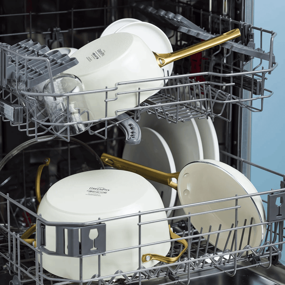 GreenPan Pannenset Padova Reserve Cream White 6-delig - Keramiske non-stick belægning - Kogepande ø 24 cm, Kasserolle ø 18, 20 cm, Stegepande ø 20, 28 cm & Gryde ø 24 cm