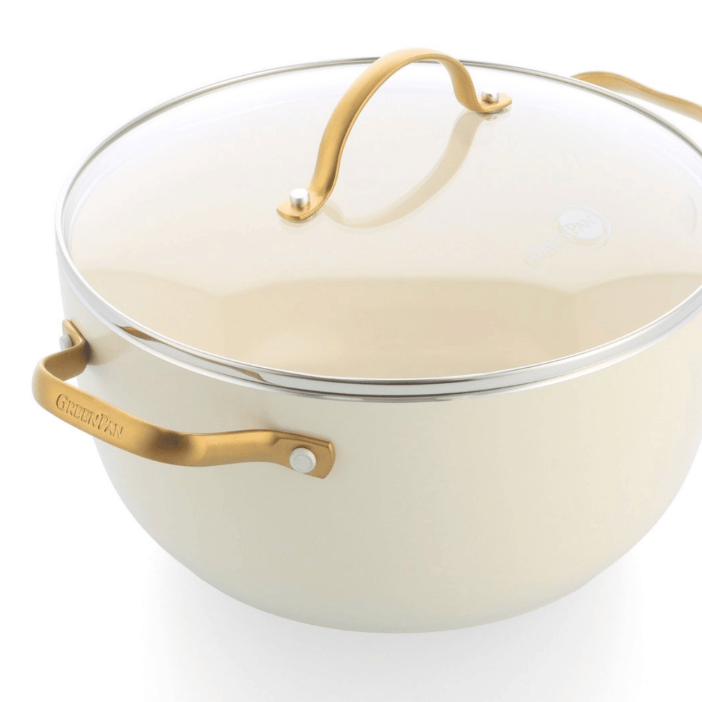 GreenPan Pannenset Padova Reserve Cream White 6-delig - Keramiske non-stick belægning - Kogepande ø 24 cm, Kasserolle ø 18, 20 cm, Stegepande ø 20, 28 cm & Gryde ø 24 cm