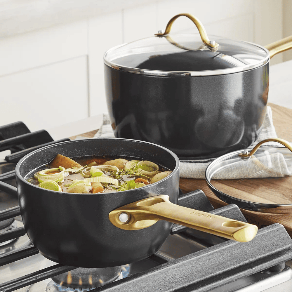 GreenPan Pannenset Padova Reserve Black 6-delt - Keramisk non-stick belægning - Kogepande ø 24 cm, Steelpande ø 18, 20 cm, Stegepande ø 20, 28 cm & Gryde ø 24 cm