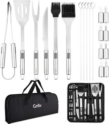 GrillX BBQ Accessoires Gereedskabssæt - BBQ Tang, Spatel, Vork, Borste - Komplet Grillværktøjssæt