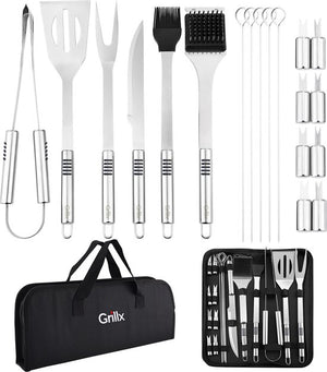 GrillX BBQ Accessoires Gereedskabssæt - BBQ Tang, Spatel, Vork, Borste - Komplet Grillværktøjssæt