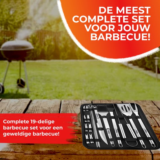 GrillX BBQ Accessoires Gereedskabssæt - BBQ Tang, Spatel, Vork, Borste - Komplet Grillværktøjssæt