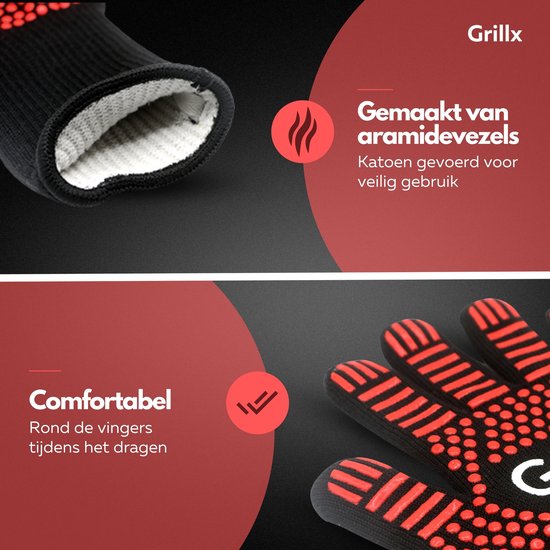 GrillX BBQ Handsker / Ovnhandsker - Ekstra Greb - 2 Styk