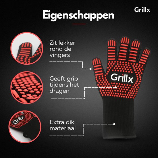 GrillX BBQ Handsker / Ovnhandsker - Ekstra Greb - 2 Styk