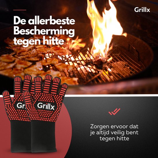 GrillX BBQ Handsker / Ovnhandsker - Ekstra Greb - 2 Styk
