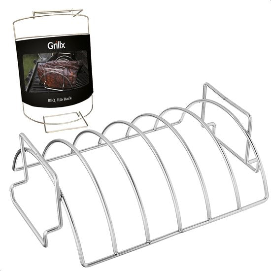 GrillX BBQ Sparerib Rack - Varmebestandigt Stål - Grillning af Kød og Fjerkræ