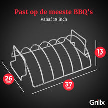 GrillX BBQ Sparerib Rack - Varmebestandigt Stål - Grillning af Kød og Fjerkræ