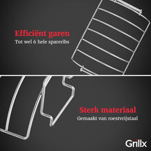 GrillX BBQ Sparerib Rack - Varmebestandigt Stål - Grillning af Kød og Fjerkræ