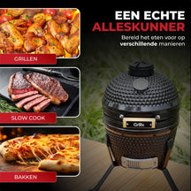 GrillX Kamado Barbecue - 13 Inch - Inkluderet Opbevaringscover - Barbecue Egg - Kulgrill - Sort - Ø 27 cm