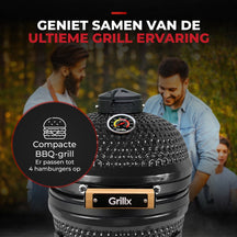 GrillX Kamado Barbecue - 13 Inch - Inkluderet Opbevaringscover - Barbecue Egg - Kulgrill - Sort - Ø 27 cm