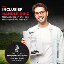 GrillX Kamado Barbecue - 13 Inch - Inkluderet Opbevaringscover - Barbecue Egg - Kulgrill - Sort - Ø 27 cm
