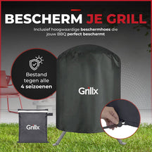 GrillX Kamado Barbecue - 13 Inch - Inkluderet Opbevaringscover - Barbecue Egg - Kulgrill - Sort - Ø 27 cm