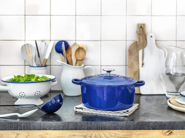 BK Stegegryde Bourgogne Royal Blue Støbejern ø 28 cm / 6,7 Liter - emaljeret non-stick belægning