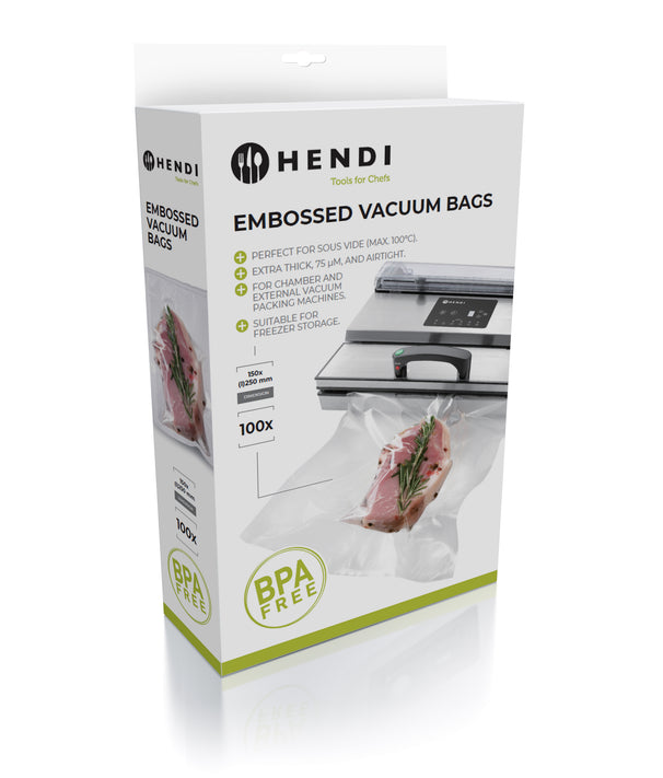 Hendi Vacumeerposer med relief - Sous Vide Poser - 30 x 40 cm - Egnet til FoodSaver vakuummaskiner - 100 stk.