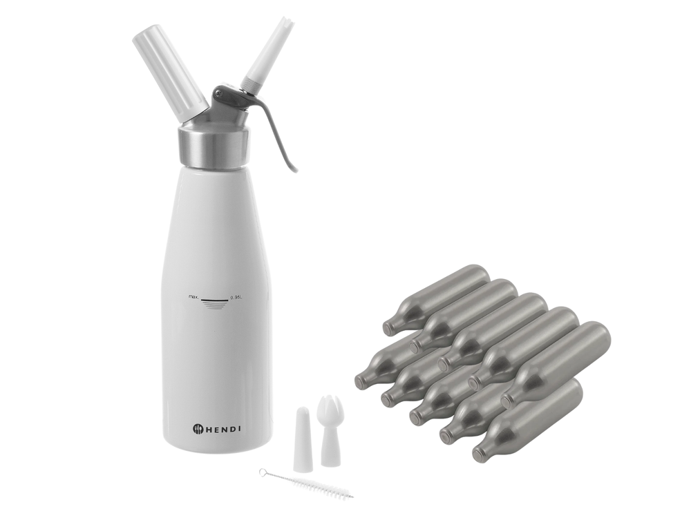 Hendi Slagroomspuit Hvid 950 ml + Slagroompatroner 10 stk.