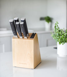 KitchenAid Knivblok Gourmet Birketræ - 6-delt - Integreret knivsliber